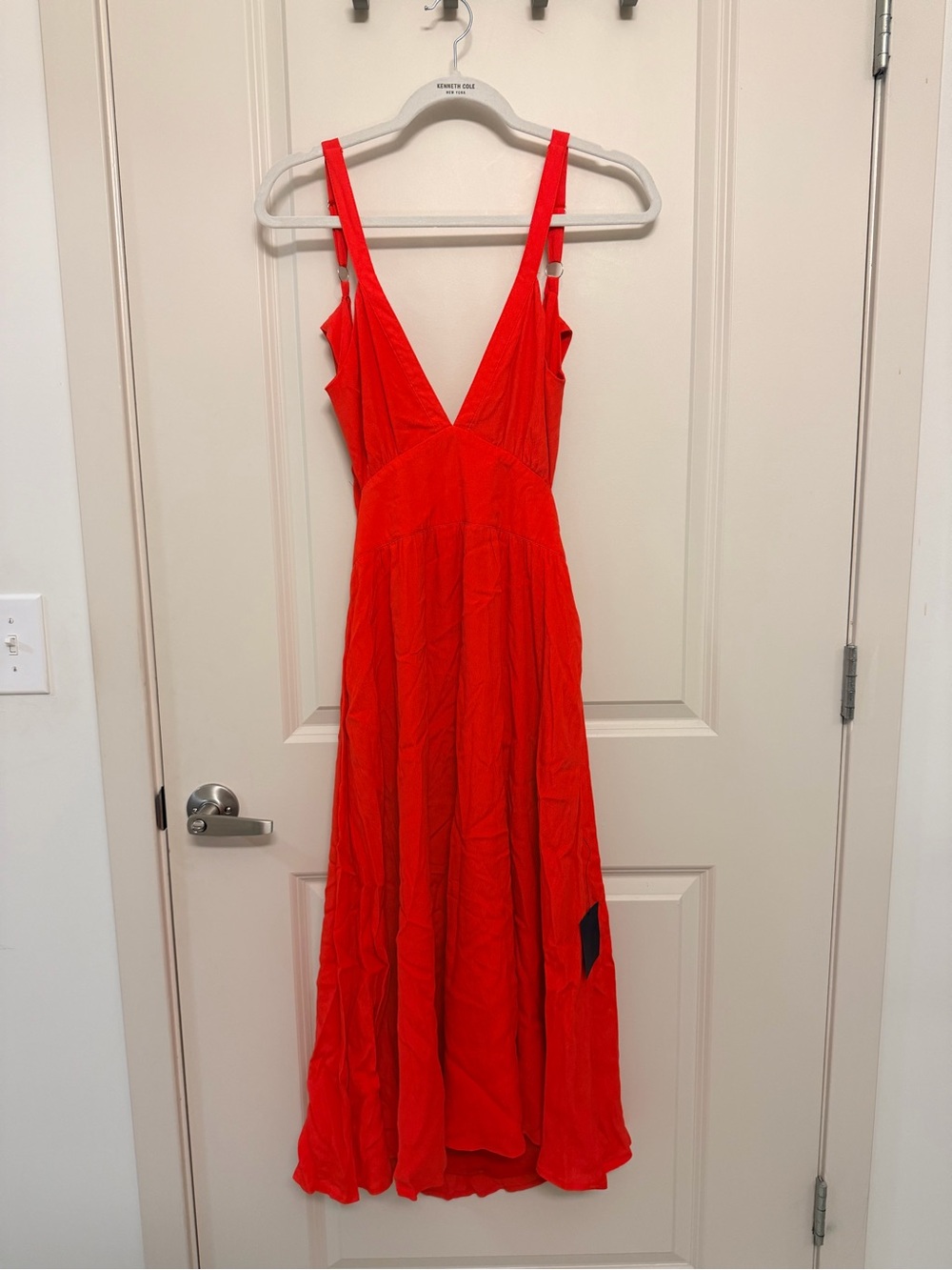 Lulu's Bright Red Deep V-Neck Maxi Dress